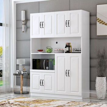European-style sideboard, multifunctional kitchen cupboard, wine cabinet, living room wall-mounted integrated cabinet, storage cabinet, storage cabinet, e style, warm white, 120+ european doors.
