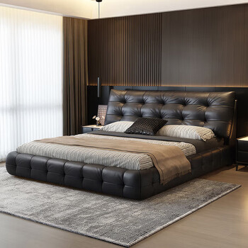 Jinmu shangshang lawrence yunduo italian style leather bed master bedroom large bed new soft-covered wedding bed modern light luxury double storage bed leather bed + natural latex spring cushion + 2 cabinets quality guarantee 10% selection 1.8*2 meters furniture structure frame structure pine silent bed board