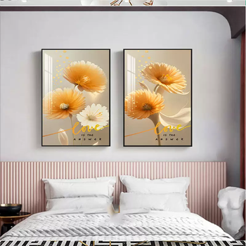 Yusenyi bedside double bedroom hanging painting hotel simple master bedroom wall decoration painting hotel modern nordic v style icing on the cake black frame (aluminum brushed metal frame) high-definition art texture film 60x80cm1.8~2m bed