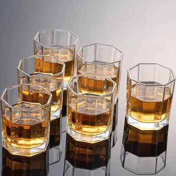 Fantasy water cup set, wine glass, white wine cup, 6-piece beer glass, foreign wine cup, 6-piece octagonal cup, 190ml