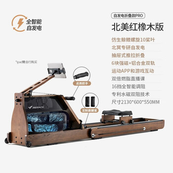 Painting rowing machine mr-950 super fat-burning dual-track hydromagnetic dual-resistance drawer-type push-pull folding fitness 10 blades/self-generated/red oak/folding version