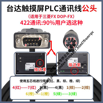 Dop-dvp touch screen communication cable/can be connected to dop-dvp series/mitsubishi fx series delta to mitsubishi fx dop-fx (male) 5m