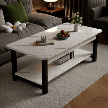 Anluosen tempered glass coffee table living room home tea table 2025 new high-end tea table light luxury balcony small table six-directional support white texture color 100cm