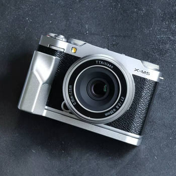 Shantou lincun xm5 handle original design all-metal ergonomic handle suitable for fuji xm5 camera l-shaped handle all silver diamond anti-slip pattern