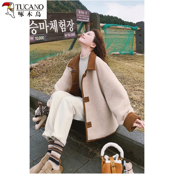 Woodpecker reversible fur one-piece sherpa jacket for women autumn 2026 new early winter thickened short suede top s