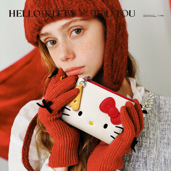 Toutouhello kitty wallet cute card bag women's bank card id bag small wallet gift new year gift cream white