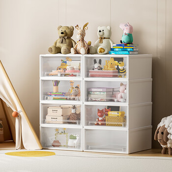 Yusenyi clothes storage box drawer-type home wardrobe underwear and pants storage cabinet wardrobe simple transparent white transparent three packs 21l depth 41 width 32 height 17