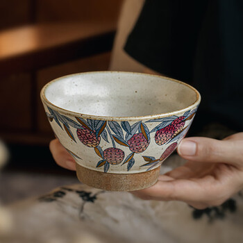 Youcci high-looking retro old handmade stoneware 5-inch tall bowl b&b rice bowl, dessert bowl, special soup bowl 5-inch stoneware tall bowl-jinbanli