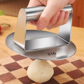 Ye yu 316 stainless steel scallion pancake press manual meat pie hand pressure full welding household manual cake press round 11 cm stainless steel cake press