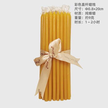 Fantasy blue straight beeswax candle 08x20cm beeswax smokeless environmentally friendly handmade household romantic air purification yellow 0.8x20cm 20 pieces