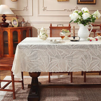 Mufan (mufan) french lace tablecloth ins cream style coffee table cover japanese style living room square tablecloth tablecloth high-end tablecloth warp knitted yarn tablecloth rice rhyme leaf pattern-lace 70*70cm