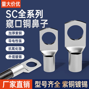 Sc cold-pressed terminal peephole copper wire nose lug wire crimping terminal copper nose connector terminal head sc2.5-6_100 pieces