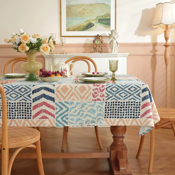 Yusenyi tpu tablecloth 2025 new style light luxury high-end waterproof and oil-proof tablecloth atmosphere cover cloth coffee table tablecloth retro geometry 130*190cm