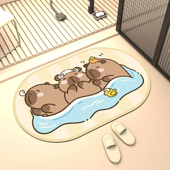 Yusenyi kapibara bathroom diatom mud water-absorbent non-slip floor mat bathroom toilet door foot mat quick-drying carpet g206 (4) 60x90cm