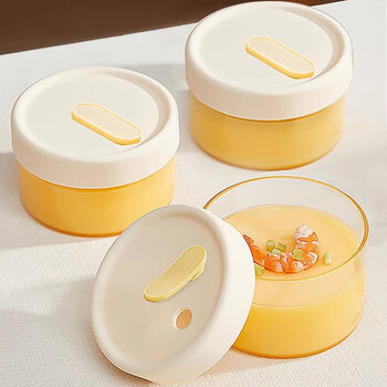 Home katei story steamed egg bowl steamed egg custard special covered steaming bowl steamed egg soup bowl glass household rice bowl baby egg custard individual rice white 400ml 1 pack about 2-3 eggs