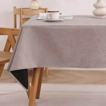 Caizhi high-end tablecloth chinese style solid color cotton and linen fabric thickened plain new sense tablecloth hotel b&b dining table conference cover beige 120*180cm