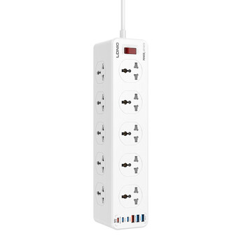Ldnio hong kong version british multi-socket extension board usb row socket household multi-function singapore british standard wiring board typec fast charger multi-port pd fast charge sc10610c ten sockets+3usb-c+3us1