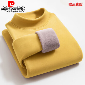 Pierre cardin bottoming shirt plus velvet women's half turtleneck thickened autumn and winter high elastic warm top medium turtleneck slim fit inner wear for women turmeric velvet double warmth thickened xl recommended 110-130 pounds