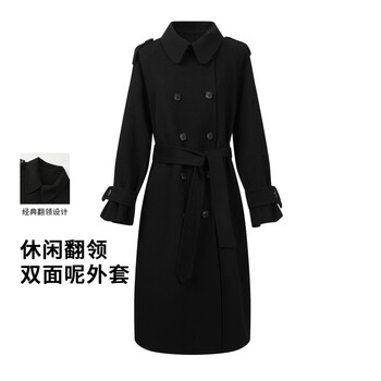 Fiveplus women's woolen coat thickened mid-length double-sided woolen coat autumn and winter 2025 high-end korean style coat for women