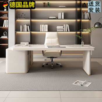 Mllhhco german brand slate desk modern light luxury home desk study room designer boss corner computer desk slate solid wood desk left side cabinet 140*70*75cm packaged for delivery