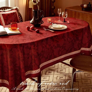 Fantasy chinese wedding festive atmosphere red high-end tablecloth oil-proof and waterproof rectangular tablecloth decorative fabric 140x200cm waterproof/oil-proof pu leather kelly ann
