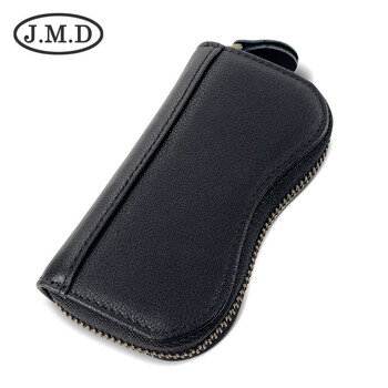 Camida jmd retro genuine leather key bag first layer cowhide multi-functional multi-card slot card holder coin bag wallet black