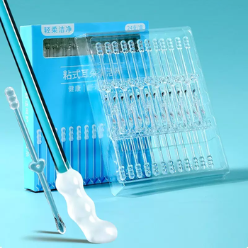 Yusen yier sticky stick is a special tool for ear cleaning, safe ear cleaning stick for children, sticky cotton swab stick for cleaning earwax, double-headed design (48 pcs in 2 boxes), soft rubber head, does not hurt the ears