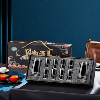 Tuojin japan imported quality liquor cup gift box set palace style crystal gold spirit cup household wine dispenser set elegant black 2 pots 8 cups penguin pot + cup