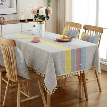 Yusenyi tablecloth tablecloth rectangular coffee table student glass grid (rainbow) writing desk 90x130cm