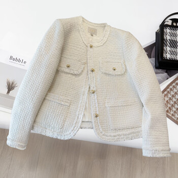 Sibaishe xiaoxiangfeng jacket 2025 autumn new women's tweed long sleeve single breasted slim top