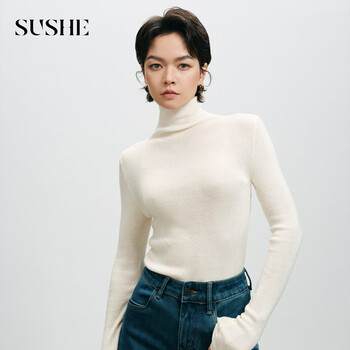 Contains skin-friendly wool inner multi-color multi-collar bottoming sweater for women, bright white, regular m