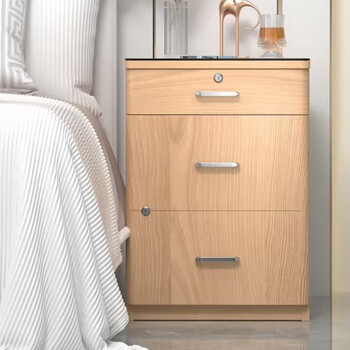 Tiger intelligent remote safe home office bedside table safe all-in-one small anti-theft simple modern upgrade model wood color_smart model + key + password + fingerprint + remote wifi upgrade