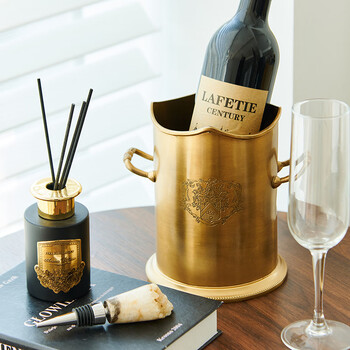 Meod nordic personalized stainless steel ice bucket brass light luxury handmade double-eared ice bucket table beer red wine champagne wine portuguese brass engraved ice bucket