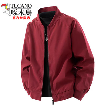 Woodpecker (tucano) baseball collar plus velvet thickened warm jacket for men 2025 winter new loose top jacket burgundy jacket style 2xl 140-160 catties