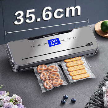 Shijanu german technology vacuum sealing machine small fully automatic household commercial food preservation sealing and plastic sealing machine upgraded digital display + cutter + touch 6 functions + purple light - stand-alone machine