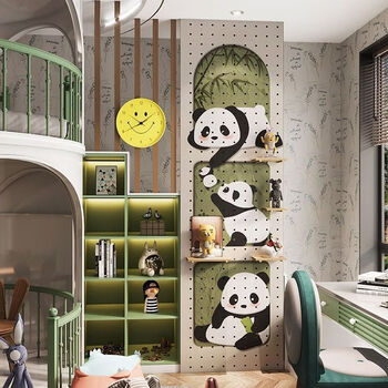 Yong huan customized hole board, cute panda hole board, creative storage rack, entrance hall, wall decoration and storage, panda bamboo sea, customized other size patterns, place an order