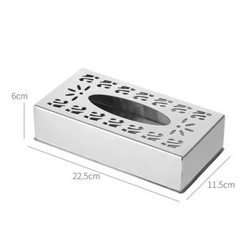 Yusenyi thickened stainless steel tissue box living room napkin storage box countertop paper box car bathroom ktv ornaments butterfly hole hollow model