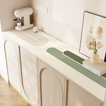 Yusenyi green leaf tv cabinet table mat waterproof and oil-proof side cabinet mat countertop protection mat entry shoe cabinet xuan luye 45cmx200cm