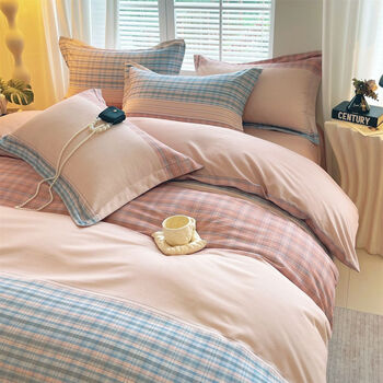 Fantasy brushed quilt cover single piece autumn and winter warm and thickened 100% cotton dormitory quilt cover 16 single and double oversized 22 y soft pink lines. 100 pure cotton thickened single piece quilt cover 220x240cm has been inspected