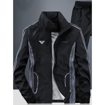 Armani (armani) brand suit autumn and winter men's sportswear running loose casual jacket two-piece set for men black l