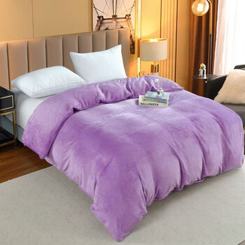 Fantasy thickened solid color flannel quilt cover single piece double warm korean style solid color coral velvet single quilt cover student dormitory cover light purple double-sided velvet flannel 1.5x2.0m quilt cover pillowcase one