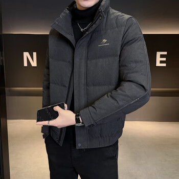 Duck men's lightweight down jacket winter 2025 new trendy versatile casual winter thickened warm stand collar jacket black 4xl