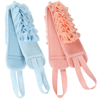 Qiyuemang bath towel bathing artifact two-in-one bathing strip special for flower girls home new style back rubbing artifact pink + blue bathing back rubbing strip