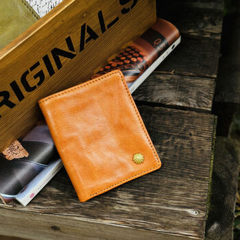 109 ben'er ge's leather goods studio genuine leather short wallet men's wallet sunset yellow lightweight short wallet