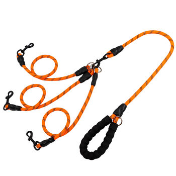 Qiaobolai german dog leash one to two dog walking rope double-ended small, medium and large dog pet teddy corgi dog chain orange one to three auxiliary rope + main rope set s-small