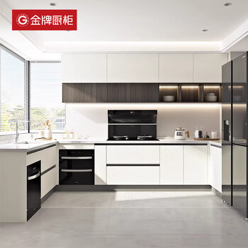 Fantasy gold medal kitchen cabinet home customization simple modern style quartz stone countertop integrated cabinet nationwide door-to-door installation customized prepayment understand