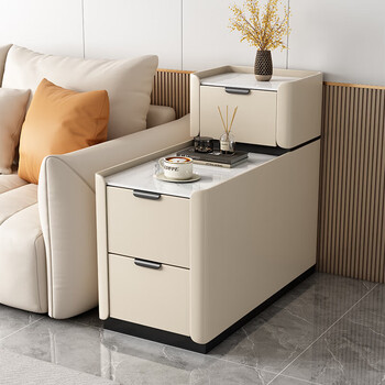 2025 new floor-standing sofa side cabinet with a light luxury and high-end feel, small solid wood sandwich, simple modern side table, cream + top cabinet, height 78, width 30*depth 80-package delivery-delivered to your door