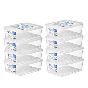 Sp sauce box for storing steamed buns and steamed buns, special storage box for refrigerator and freezer, large capacity, dumpling-level sealing, 6 layers, value-for-money 8-piece set, 4.5 liters - 4 pcs + 5.5 liters - 4 pcs, antibacterial rate 99