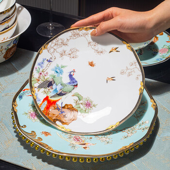 Shi jin minced pepper fish head special plate with high appearance, new chinese style ceramic plate, shop hall furniture, bone china western plate, dish plate, rice plate, flat plate, bainiao white flat plate, 8 inches