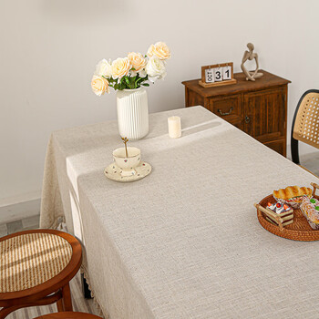 Yusenyi tablecloth rectangular high-end tablecloth living room coffee table cloth desk cover cloth square tablecloth linen solid color hanging tassels 60*60